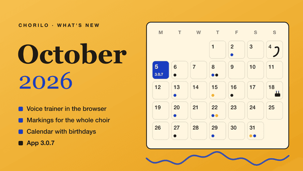 Oktober 2026: Stimmtrainer im Browser, Einzeichnungen für alle und App 3.0.7