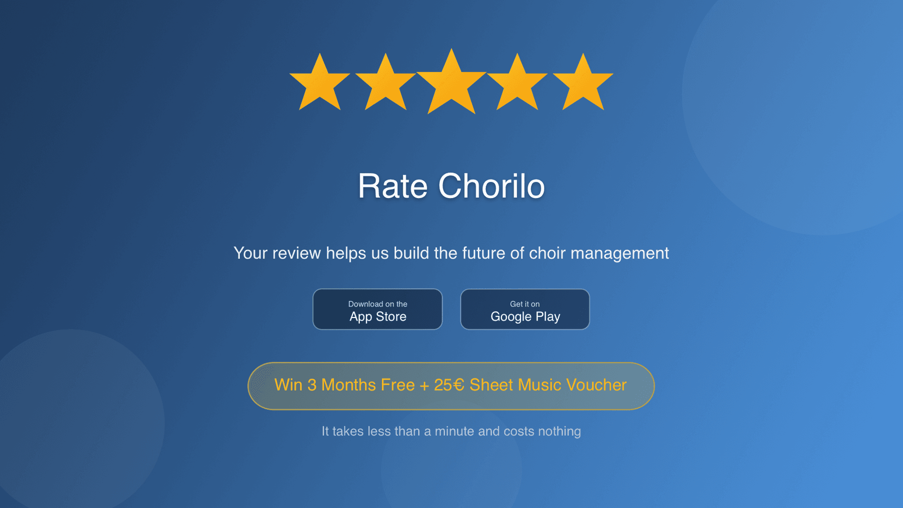 Évaluez l'application Chorilo et aidez-nous à nous améliorer