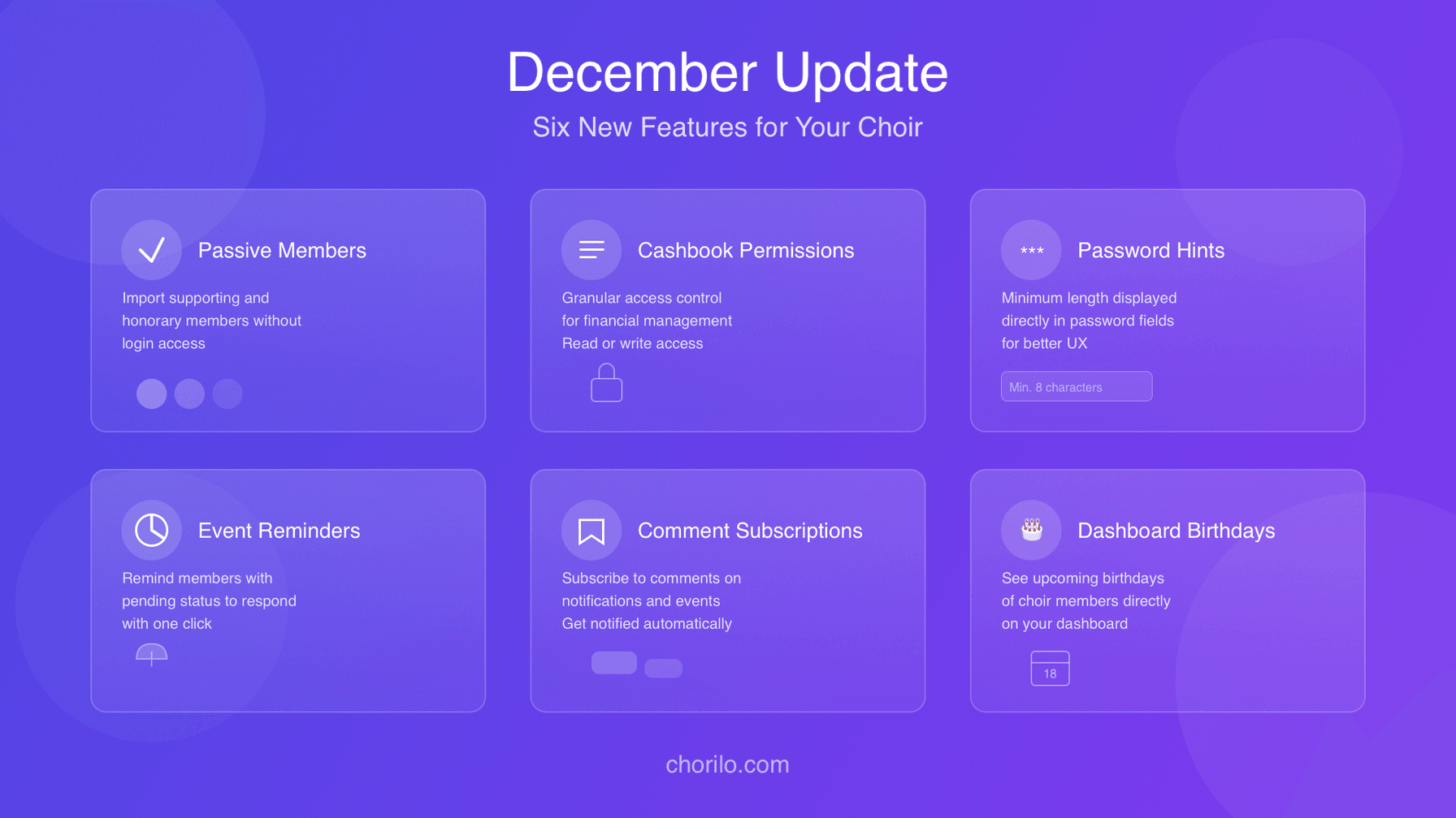 Dezember-Update: Sechs neue Funktionen für Ihren Chor