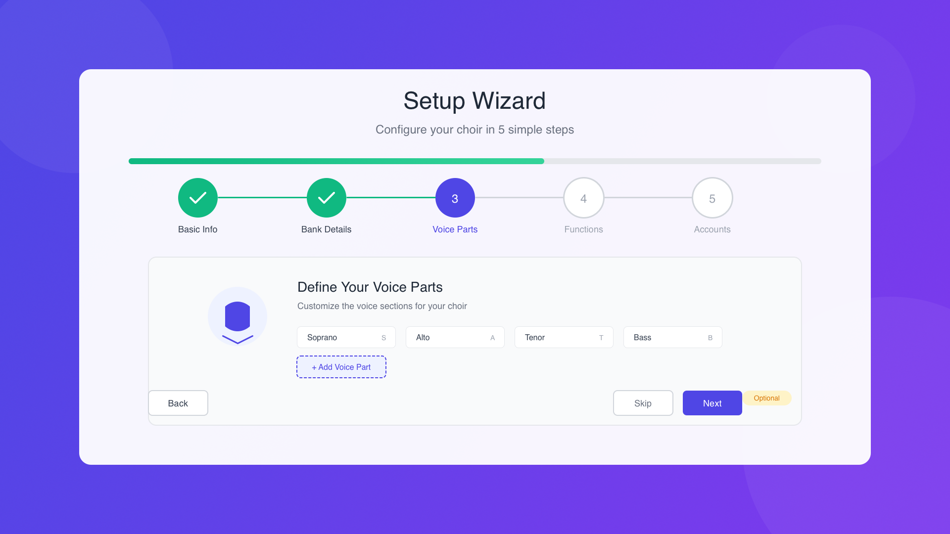 Setup Wizard for Choirs - Quick Configuration