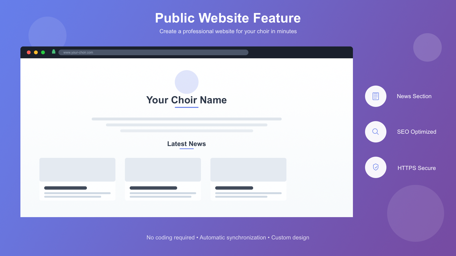 Ihre eigene öffentliche Website für Ihren Chor